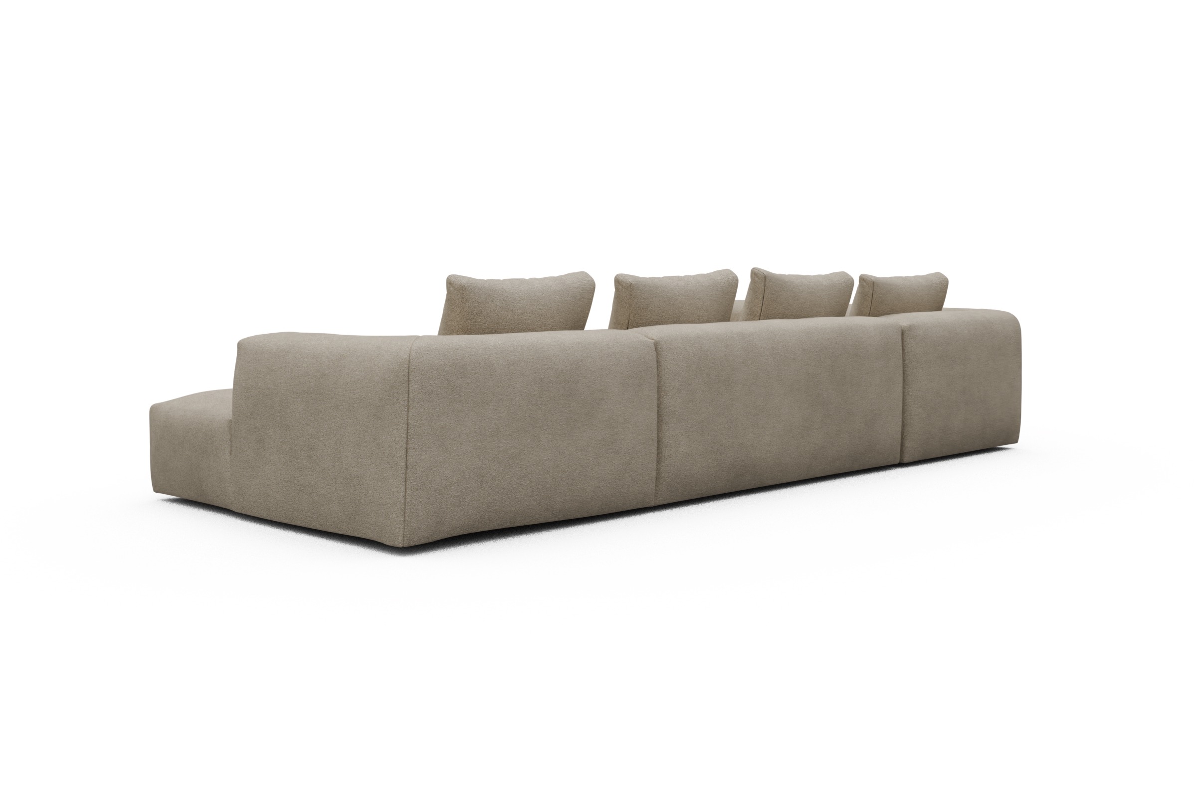 Wohnlandschaft Fred Chaiselongue rechts mit 2-Sitzer und lange Armlehne links Boucle-Belge