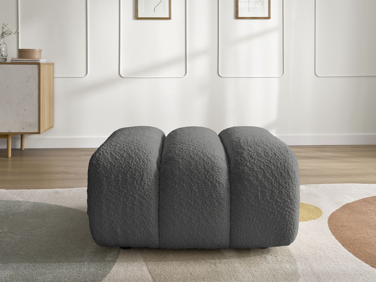 Bobochic Talia Pouf Bouclé-Stoff Dunkelgrau