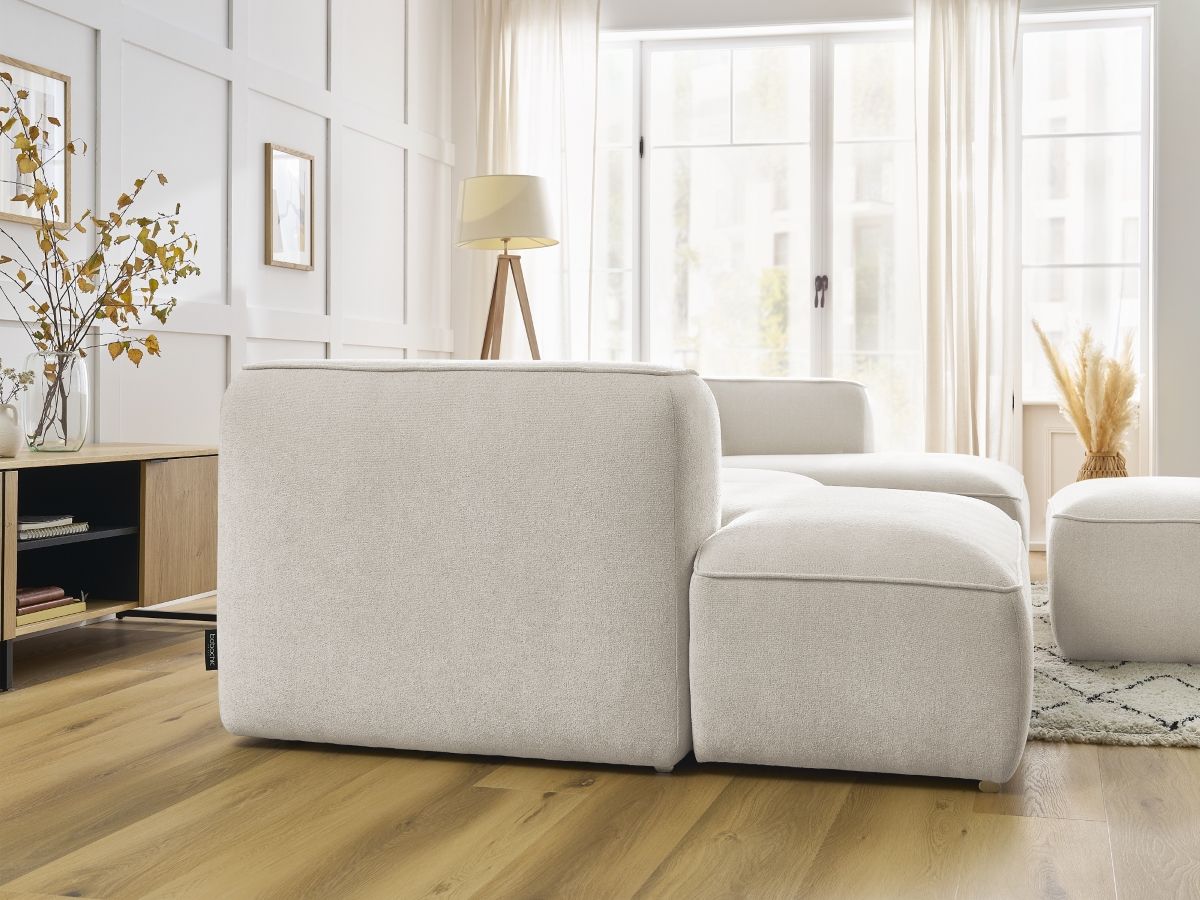 Bobochic Zephyr Wohnlandschaft mit Pouf Strukturstoff Weiß