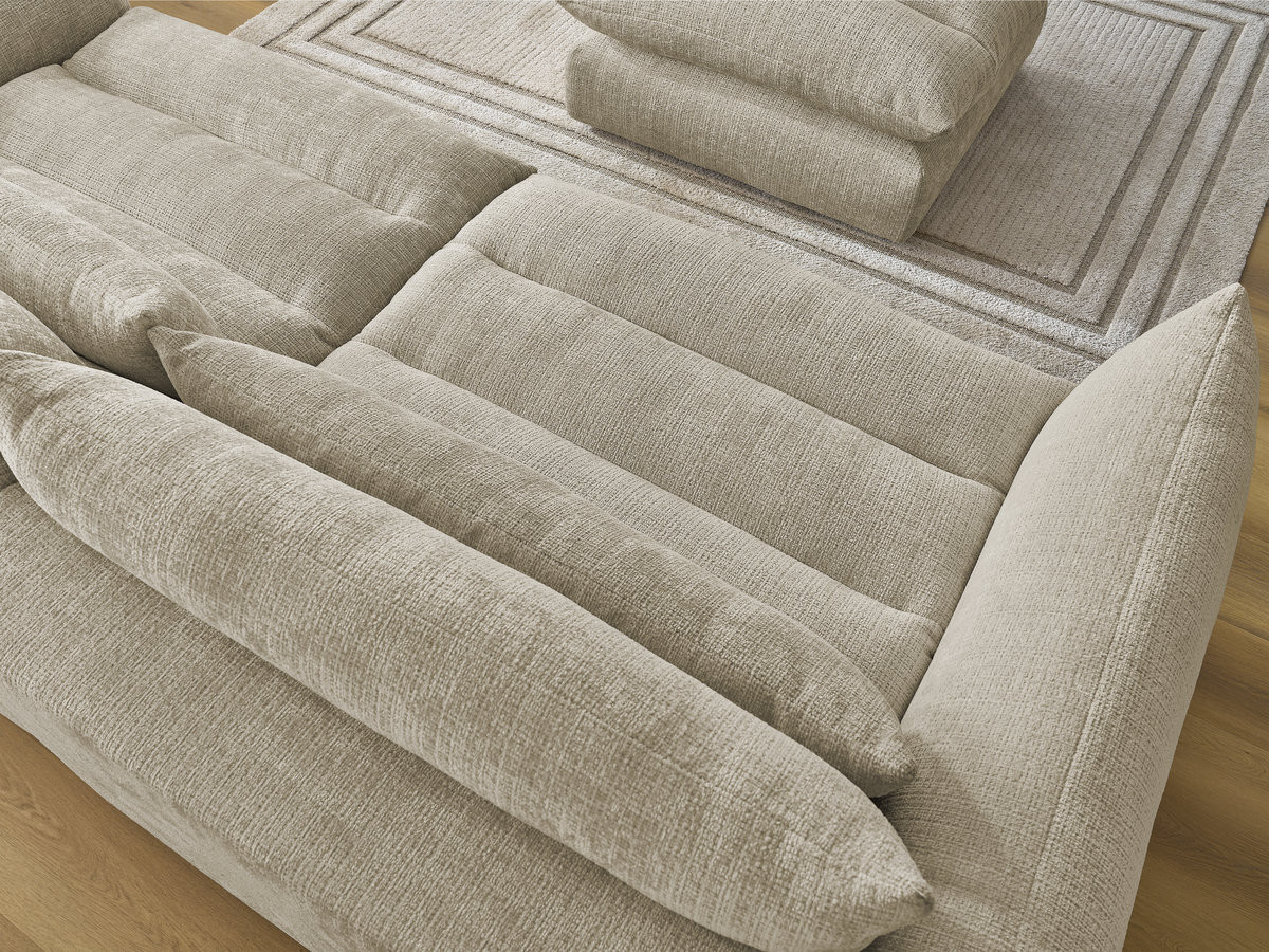 Bobochic Neil Sofa 3-Sitzer mit Pouf Strukturstoff Beige