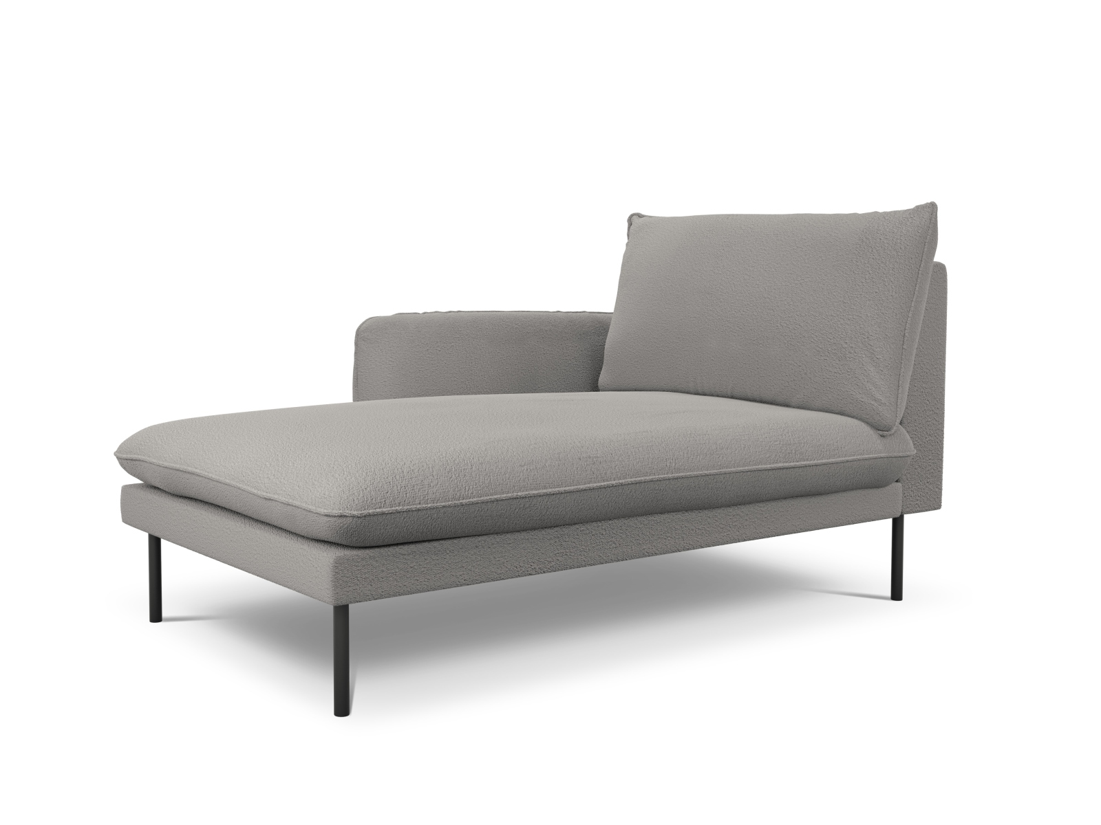Cosmopolitan Design Chaiselongue Vienna Boucle Ascot Grau Links Beine Schwarzes Metall