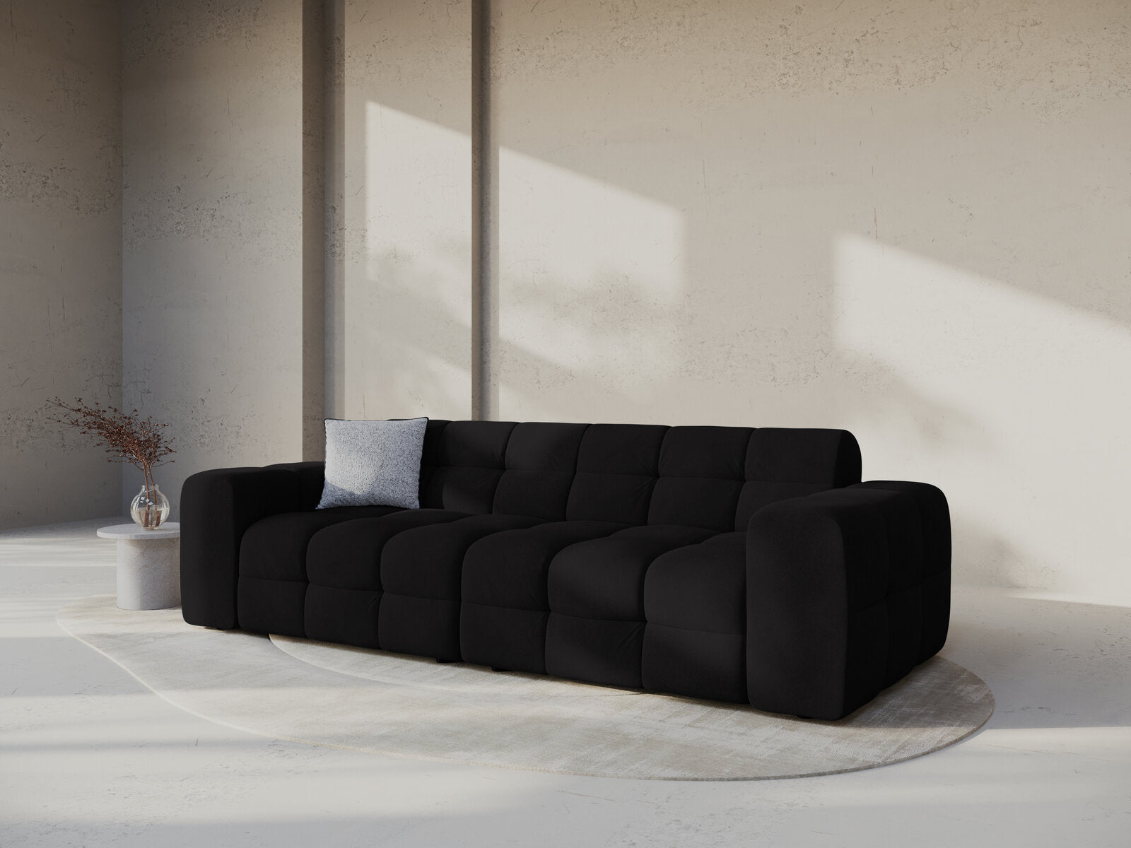 Micadoni Sofa Kendal 4-Sitzer Samt Magic Velvet Schwarz