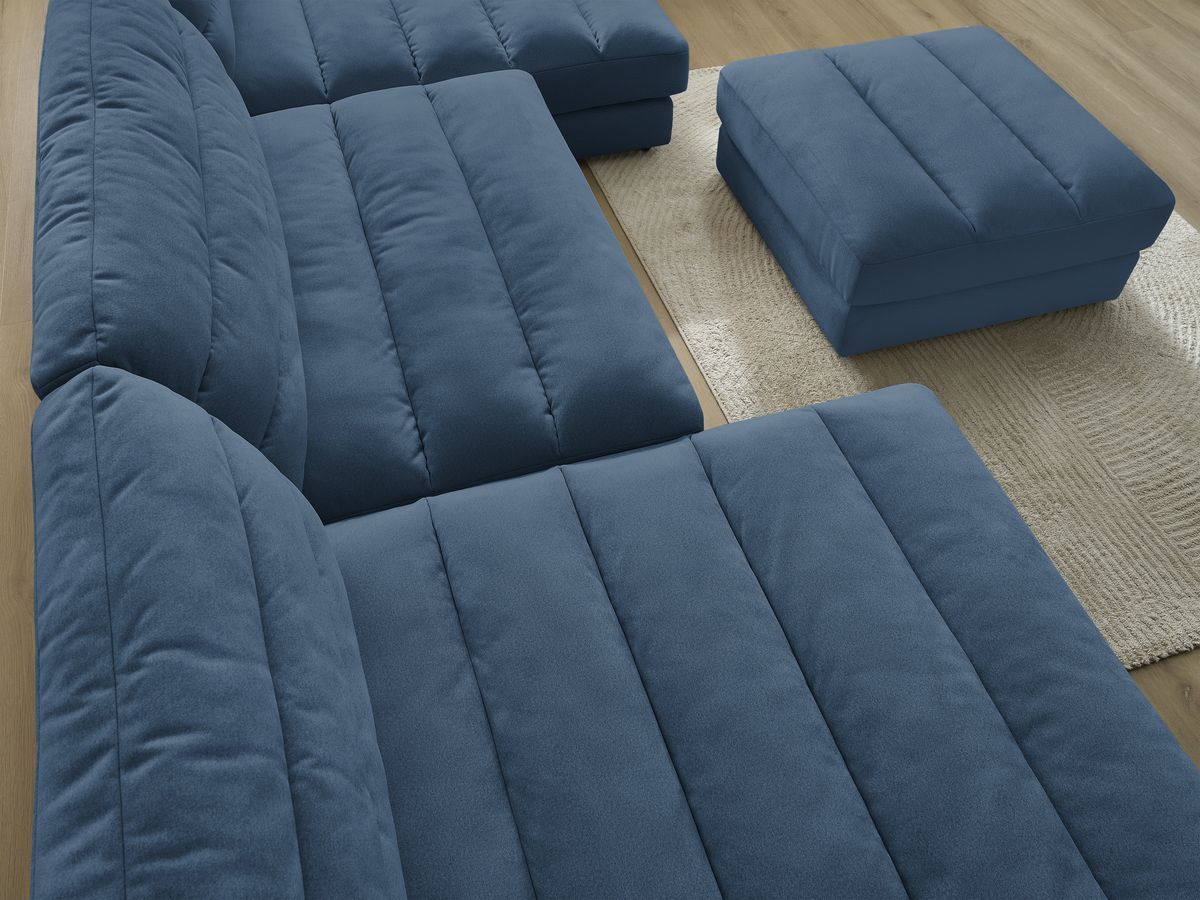 Bobochic Sierra Wohnlandschaft mit Pouf Samt Dunkelblau
