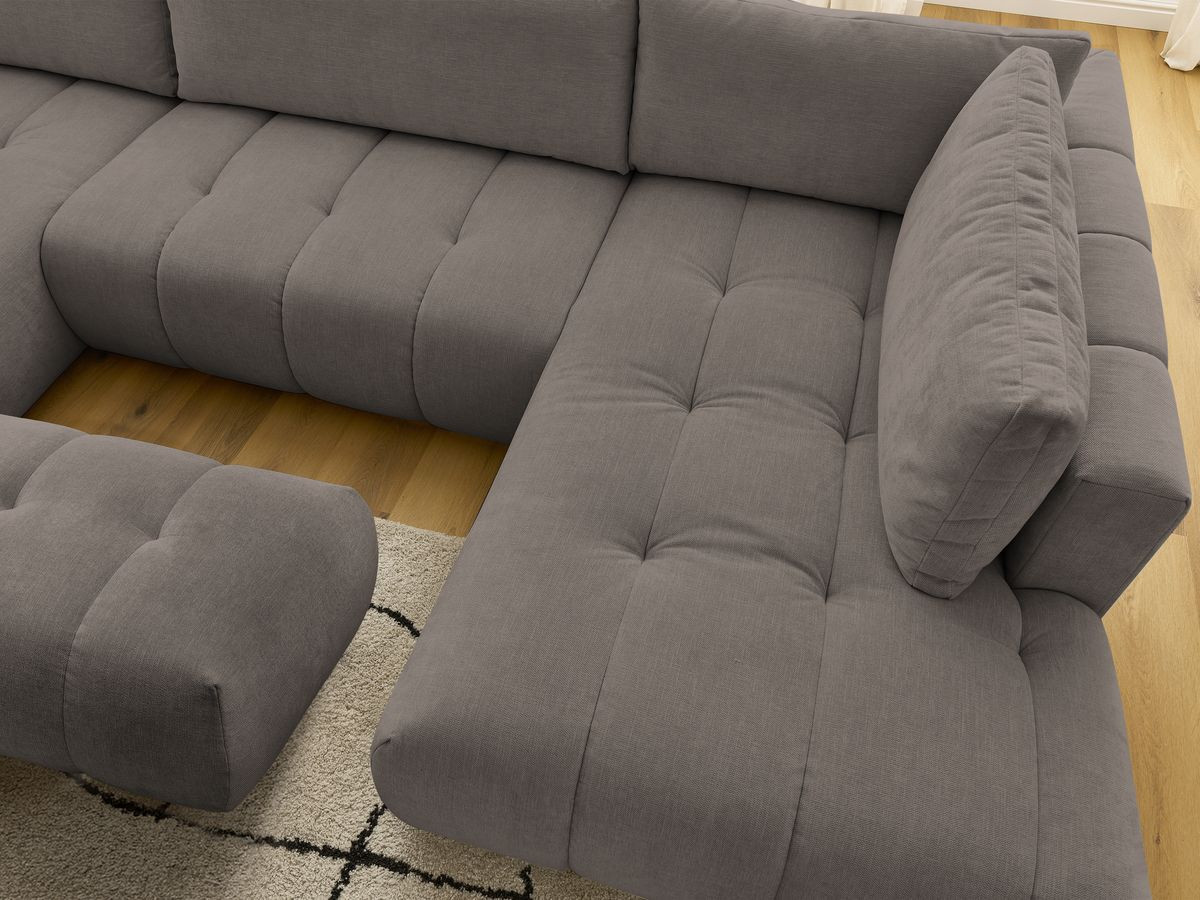 Bobochic Fuji Wohnlandschaft mit Pouf Stoff Taupe Ecke links