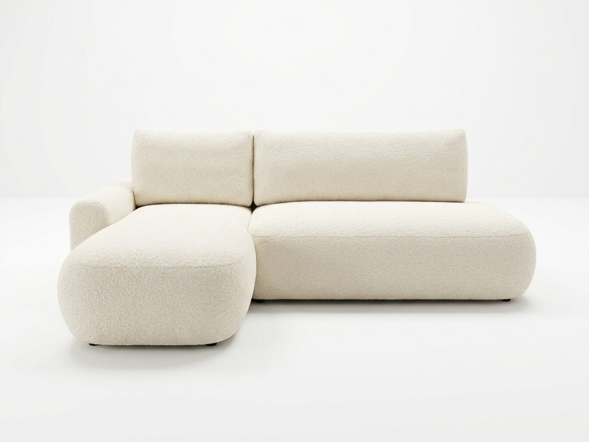 Bobochic Tango Ecksofa mit Schlaffunktion und Bettkasten Bouclé-Stoff Beige Ecke links