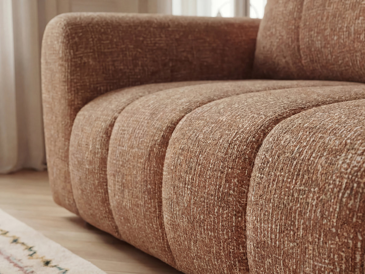 Bobochic Nesty Ecksofa in L-Form, 256 cm, mit Pouf Melange-Stoff Orange Ecke rechts