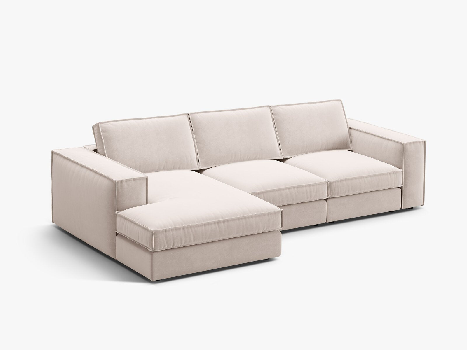 Micadoni modulares Ecksofa Pola 3-Sitzer Links Samt Salvador Beige