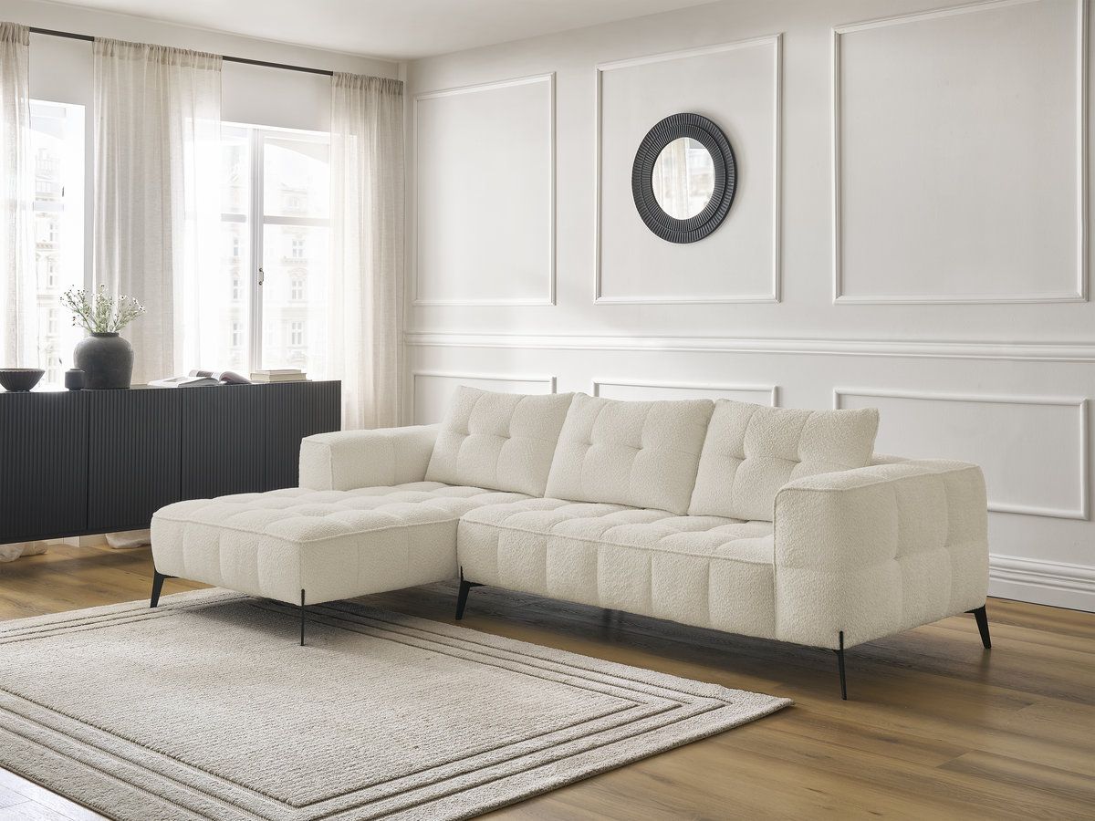 Bobochic Anis Ecksofa Bouclé-Stoff Beige Ecke links
