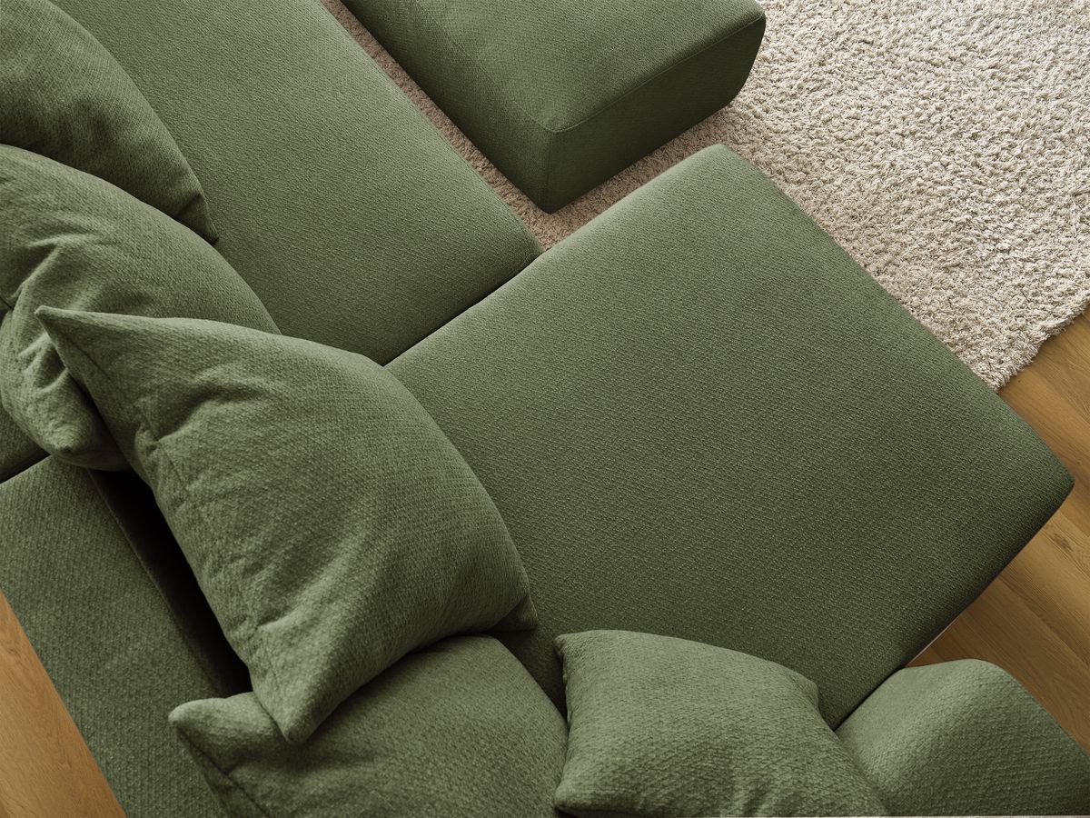 Bobochic Sidonie Wohnlandschaft mit Pouf Melange-Stoff Grün