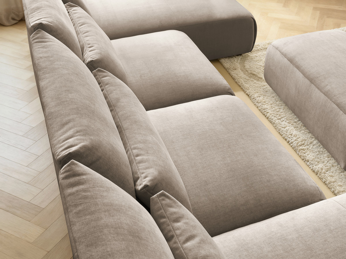 Bobochic Jana Wohnlandschaft mit kleinem Pouf Samt Taupe