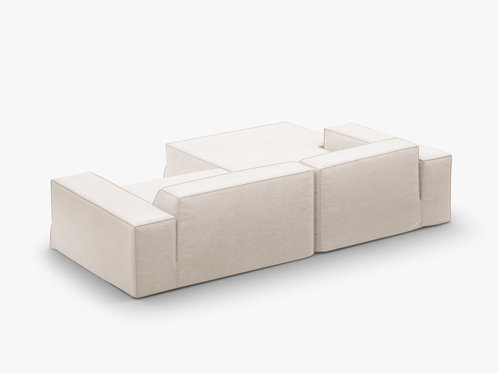 Micadoni Ecksofa Jodie 3-Sitzer Links Strukturierter Stoff Lins Beige