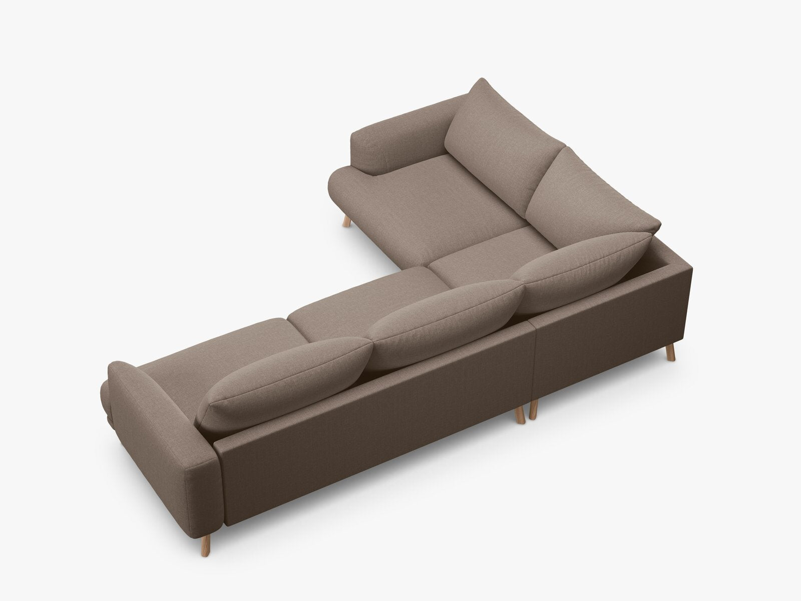 Micadoni Ecksofa Naomi 4-Sitzer große Version Links Strukturierter Stoff Liberty Cappuccino