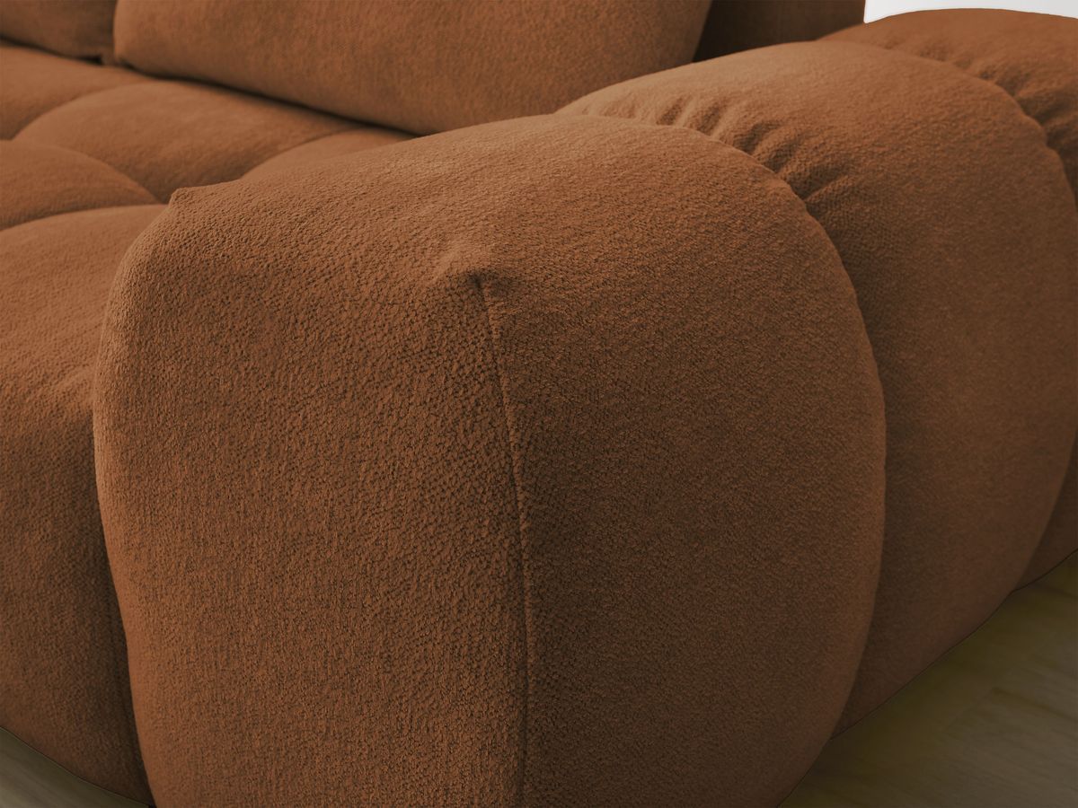 Bobochic Everest Ecksofa mit Schlaffunktion und Bettkasten 320 × 212 cm, 5 Kissen Melange-Stoff Orange Ecke links