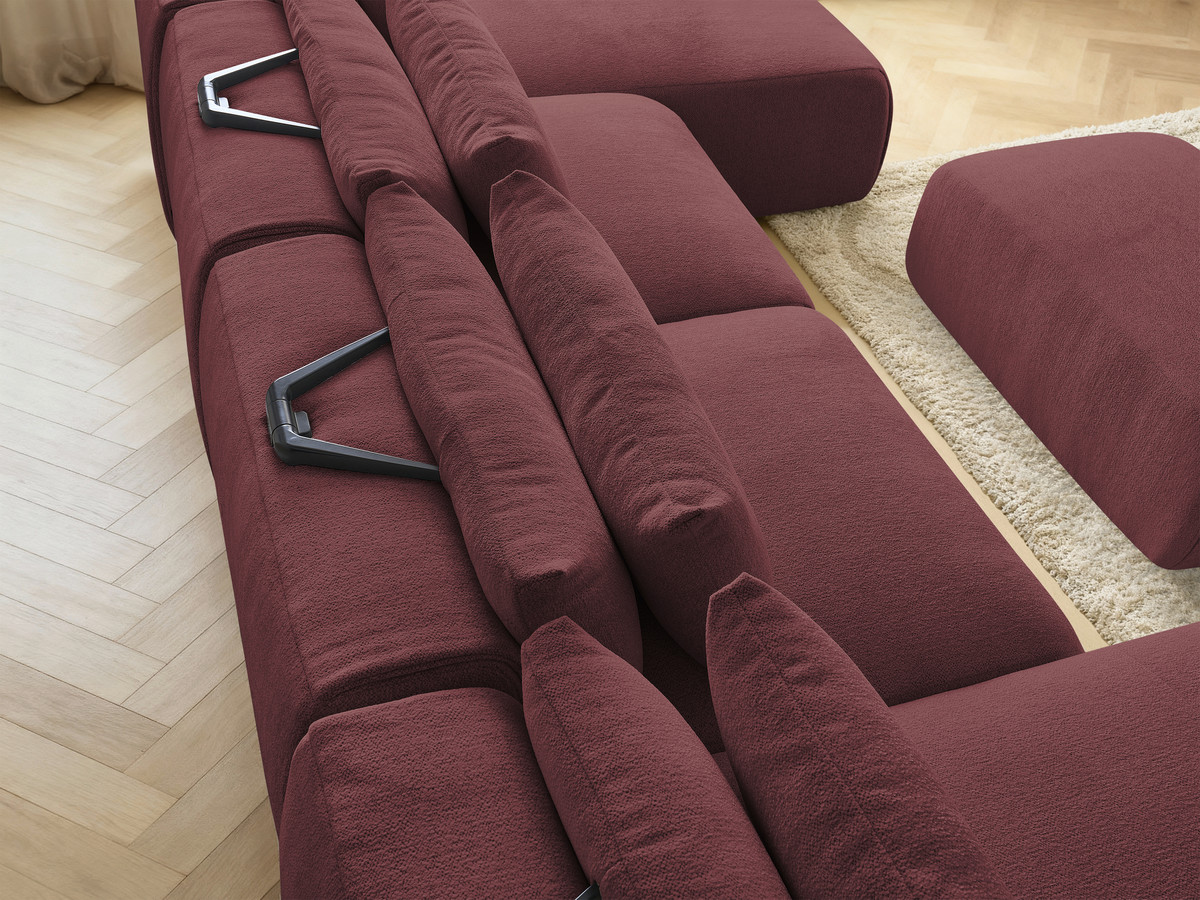 Bobochic Jana Wohnlandschaft mit kleinem Pouf Melange-Stoff Rot