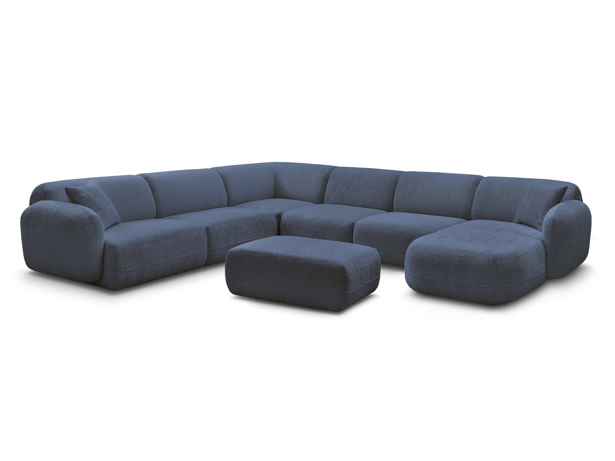 Bobochic Anda Wohnlandschaft mit Pouf 373 × 289 cm Chenille Dunkelblau Ecke links