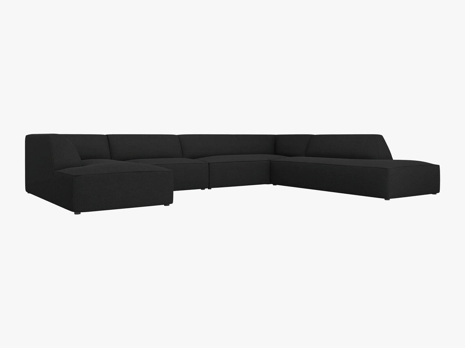 Micadoni Panorama-Ecksofa Ruby 7-Sitzer Rechts Strukturierter Stoff Ottawa Schwarz