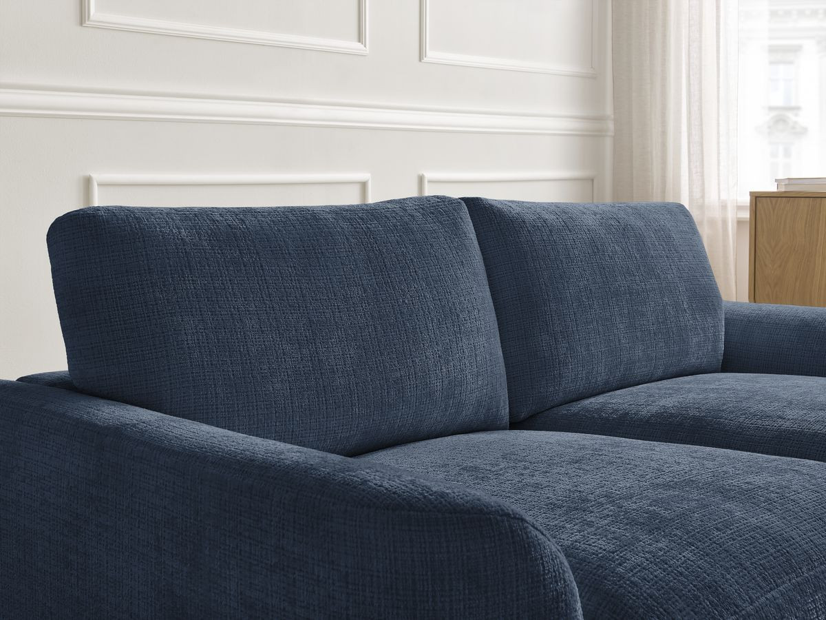 Bobochic Leonore Ecksofa Strukturstoff Dunkelblau Ecke rechts