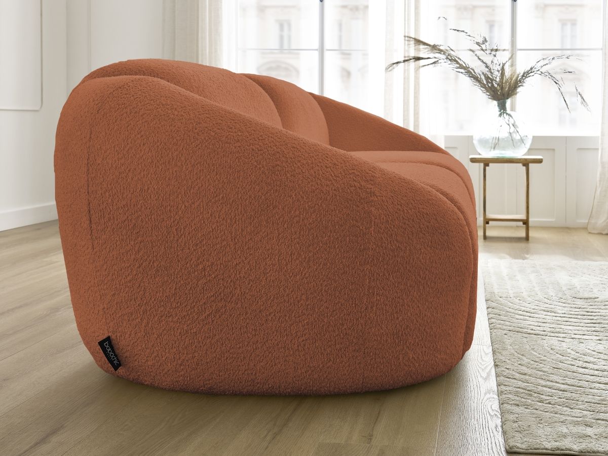 Bobochic Tina Sofa 3-Sitzer Bouclé-Stoff Orange