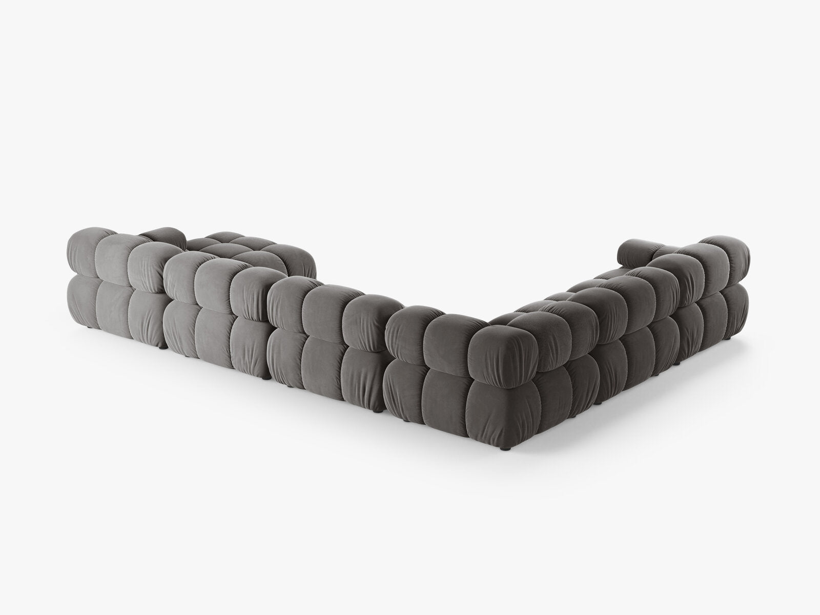 Micadoni Modulares Panorama Ecksofa Bellis 8-Sitzer Links Samt Bluvel Hellgrau
