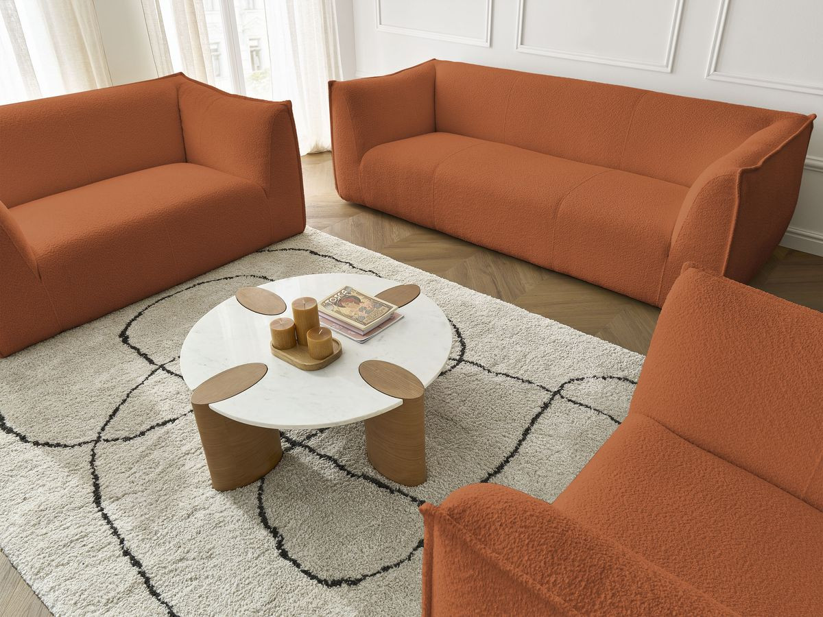 Bobochic Giorgia Sofa 5-Sitzer 534 × 100 cm Bouclé-Stoff Orange