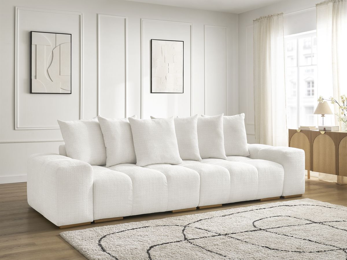 Bobochic Anakin Sofa 3-Sitzer, 6 Kissen Strukturstoff Weiß