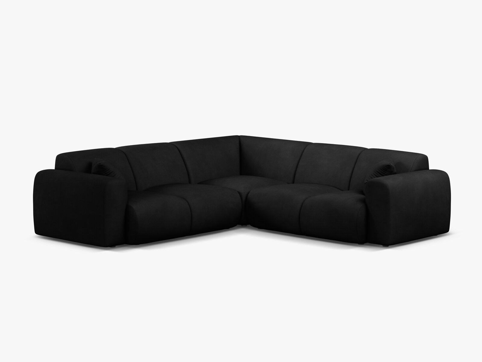 Micadoni Ecksofa Molino 5-Sitzer Strukturierter Stoff Rebel Schwarz