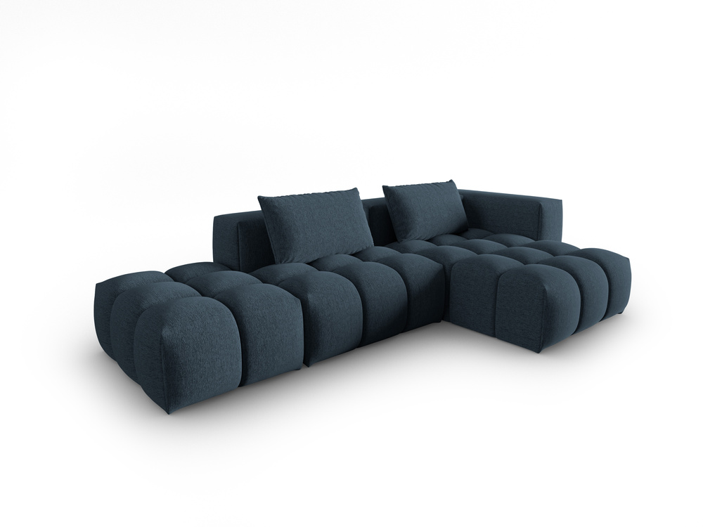 Cosmopolitan Design Ecksofa Verona 4-Sitzer offen Strukturierter Stoff Sorella Dunkelblau Rechts