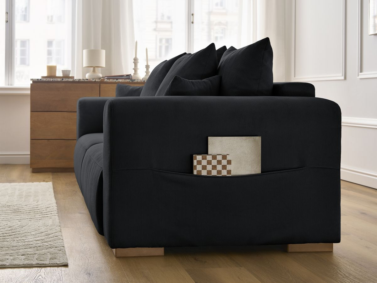 Bobochic Sidonie Sofa 3-Sitzer Cordsamt Schwarz