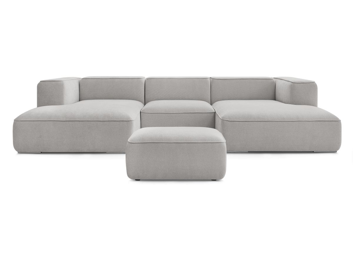 Bobochic Zephyr Wohnlandschaft mit Pouf Strukturstoff Hellgrau