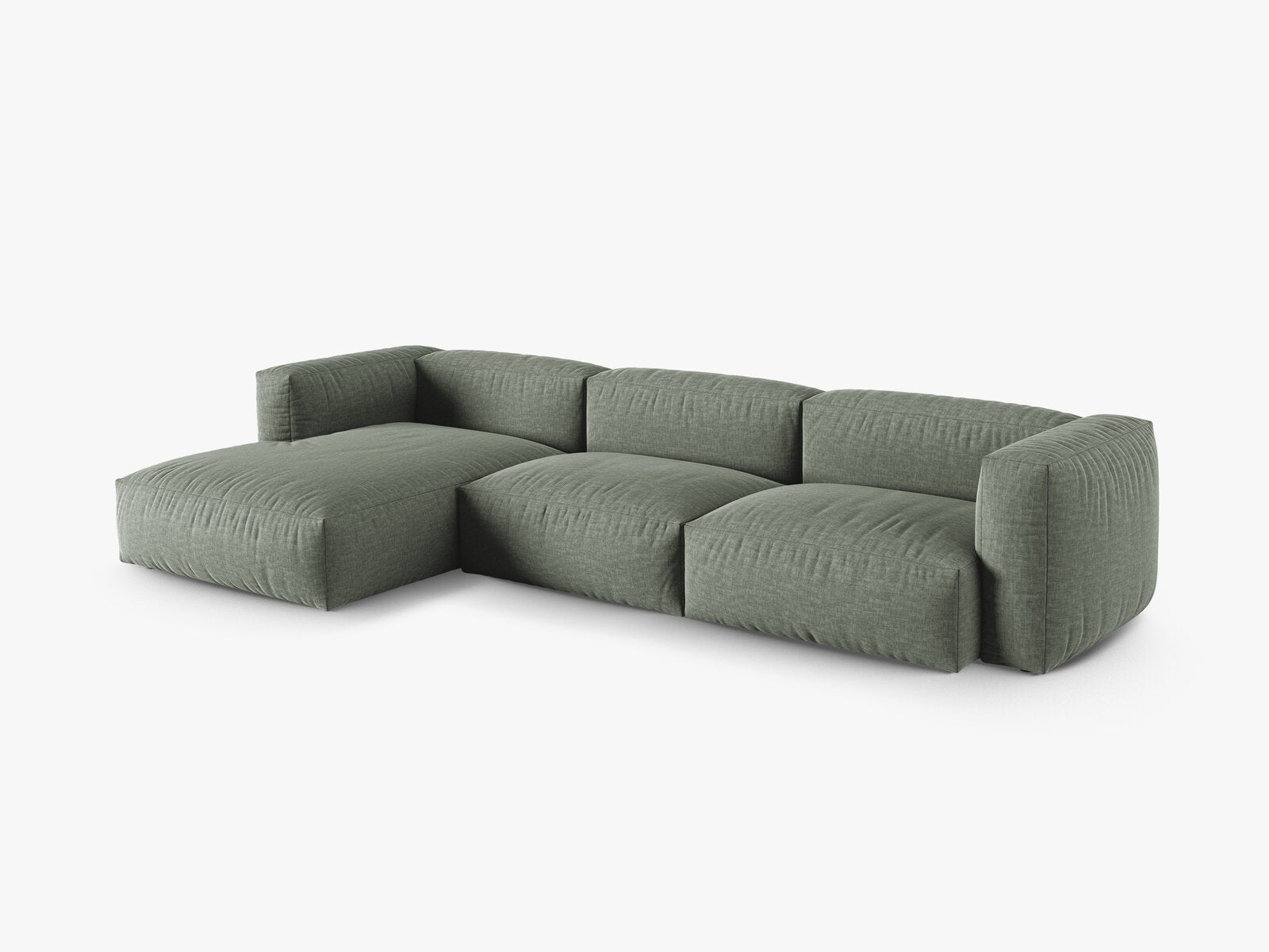 Micadoni Ecksofa Martina 3-Sitzer 90cm Sitztiefe Links Strukturierter Stoff Boston Moßgrün