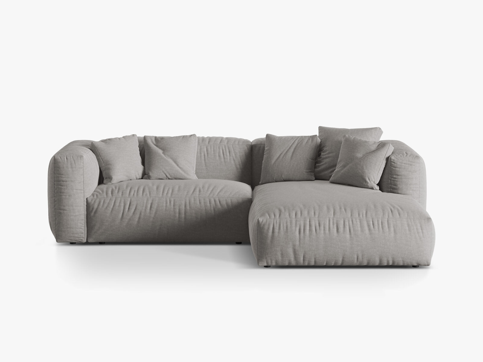 Micadoni Ecksofa Martina 2-Sitzer Rechts Strukturierter Stoff Boston Hellgrau