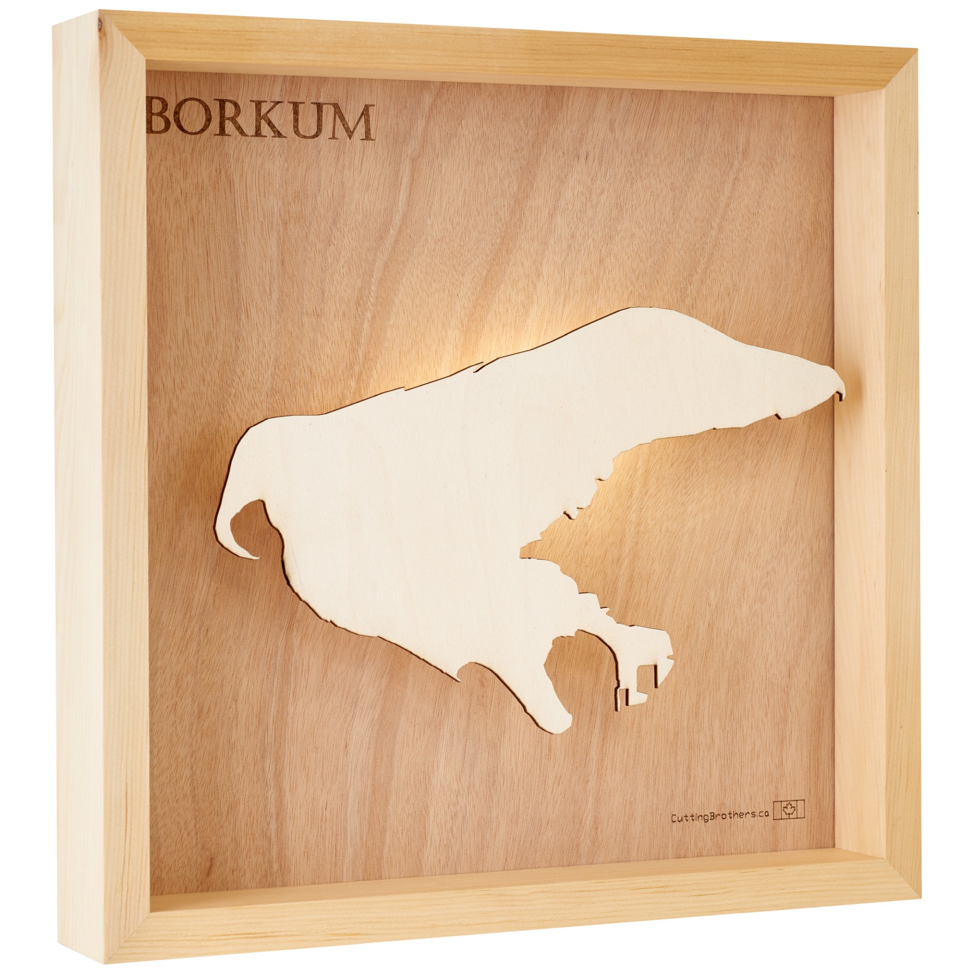 Cutting Brothers LED Licht Borkum 3D Insel Holz Karte