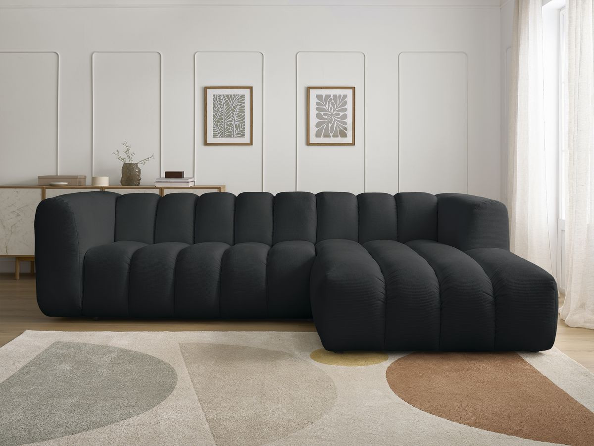 Bobochic Talia Ecksofa Melange-Stoff Schwarz Ecke rechts