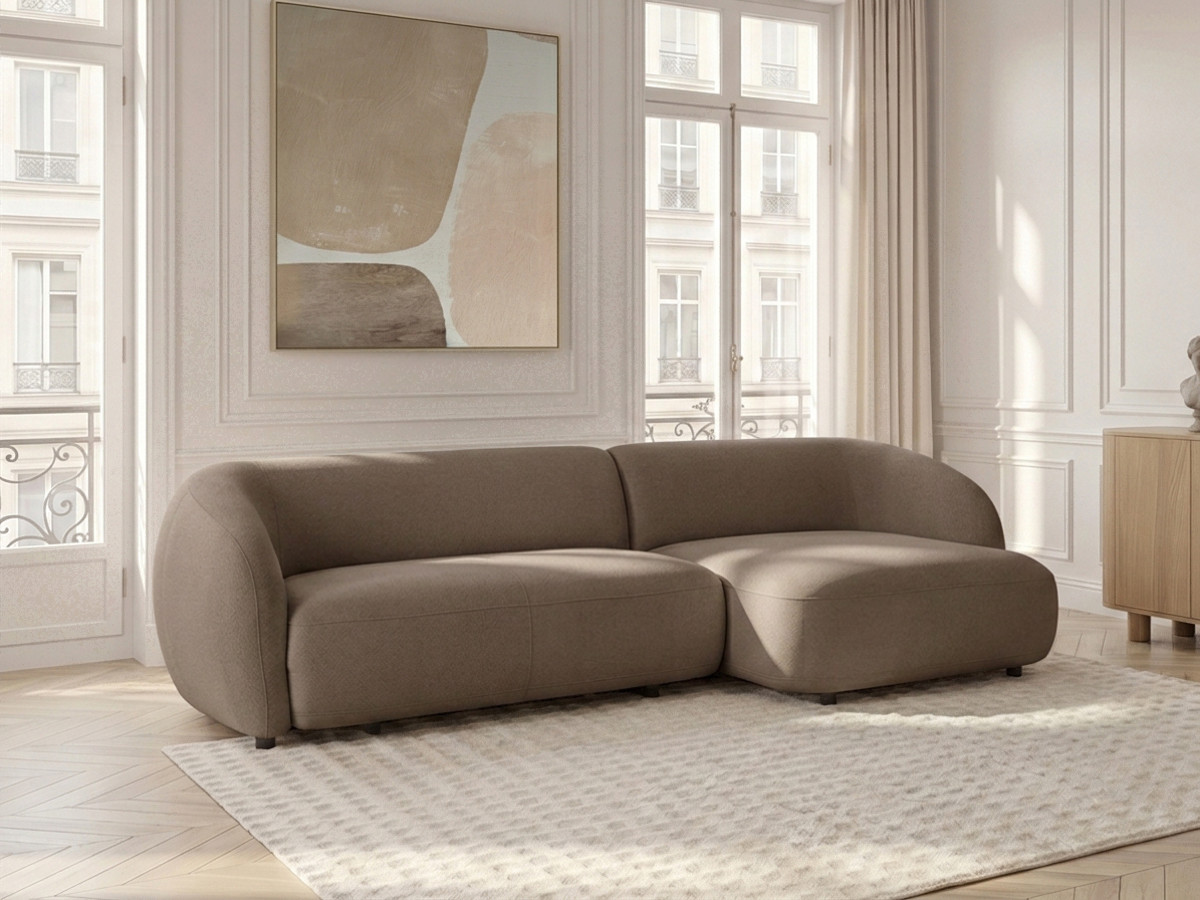 Bobochic Halo Ecksofa mit Schlaffunktion Stoff Taupe Ecke rechts