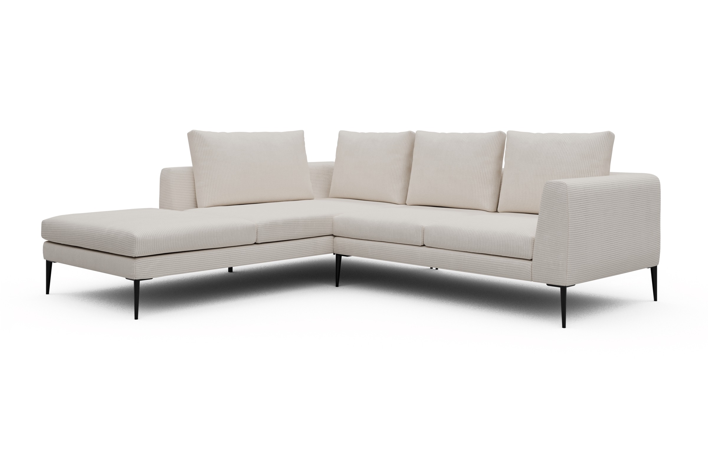 Ecksofa Paul Relax-Ecke links mit 2-Sitzer Corduroy-Ivory