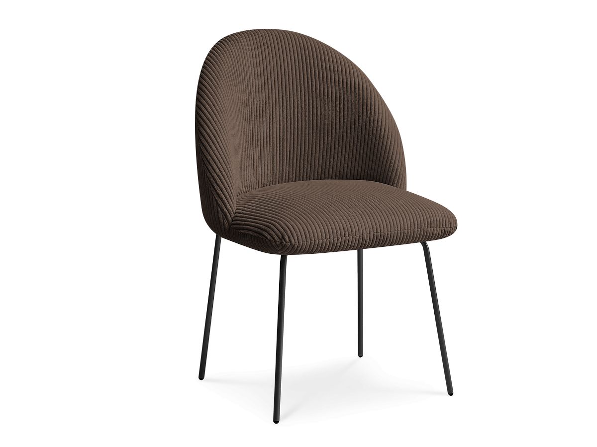 Bobochic Lalie Esszimmerstuhl mit Metallbeinen, schwarz Cordsamt Braun