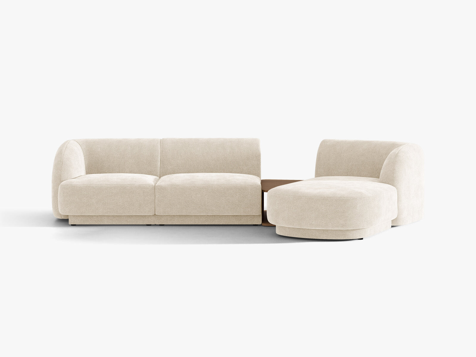 Micadoni Modulares Sofa Miley mit Recamiere 3-Sitzer Rechts Chenille Eden Elfenbein