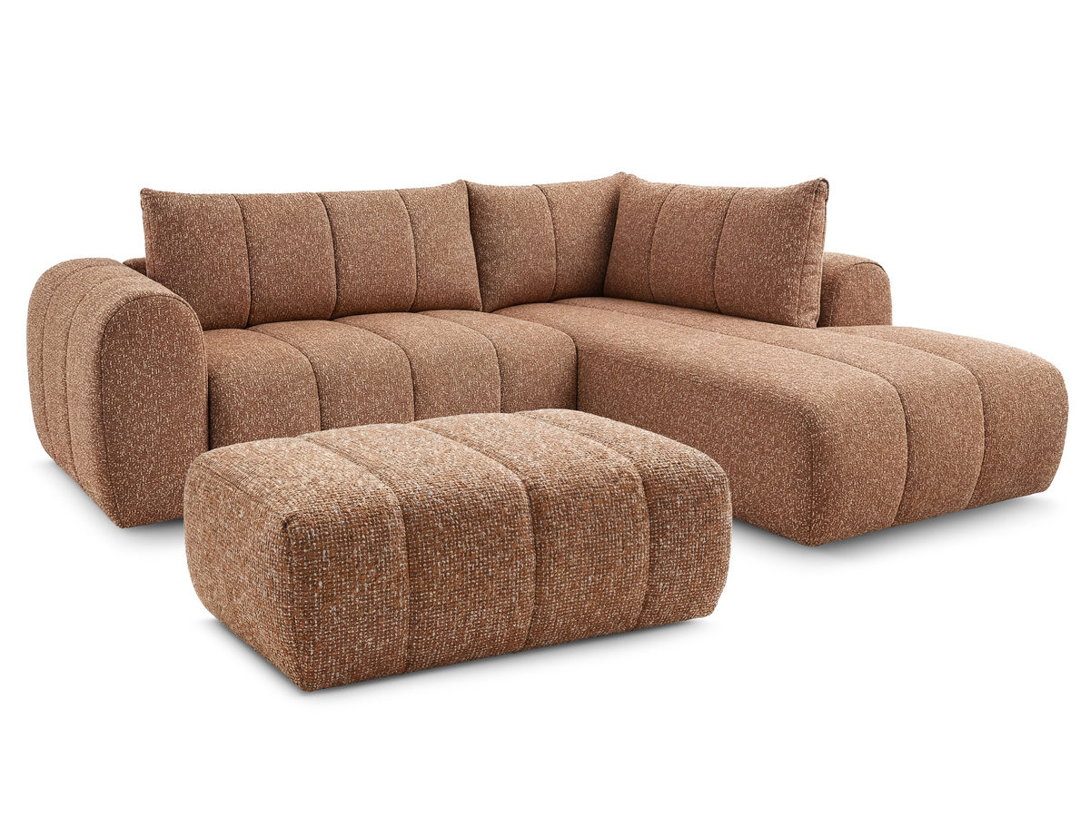 Bobochic Nesty Ecksofa in L-Form, 256 cm, mit Pouf Melange-Stoff Orange Ecke rechts
