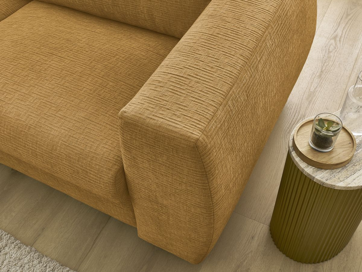 Bobochic Hugo Schlafsofa 3-Sitzer Strukturstoff Gelb, Liegefläche 160 × 190 cm
