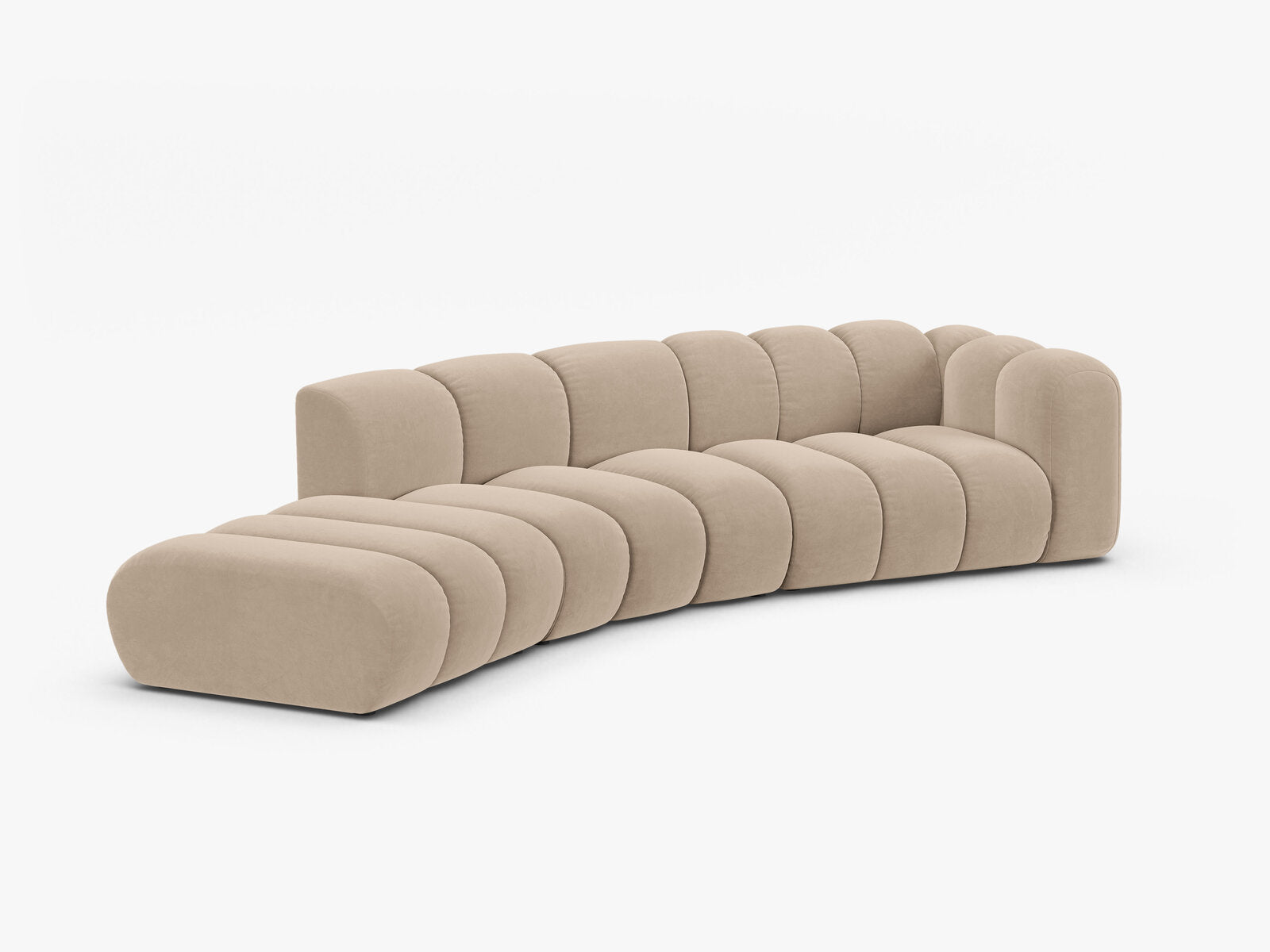 Micadoni Modulares Sofa Lupine 5-Sitzer Samt Venus Beige Links