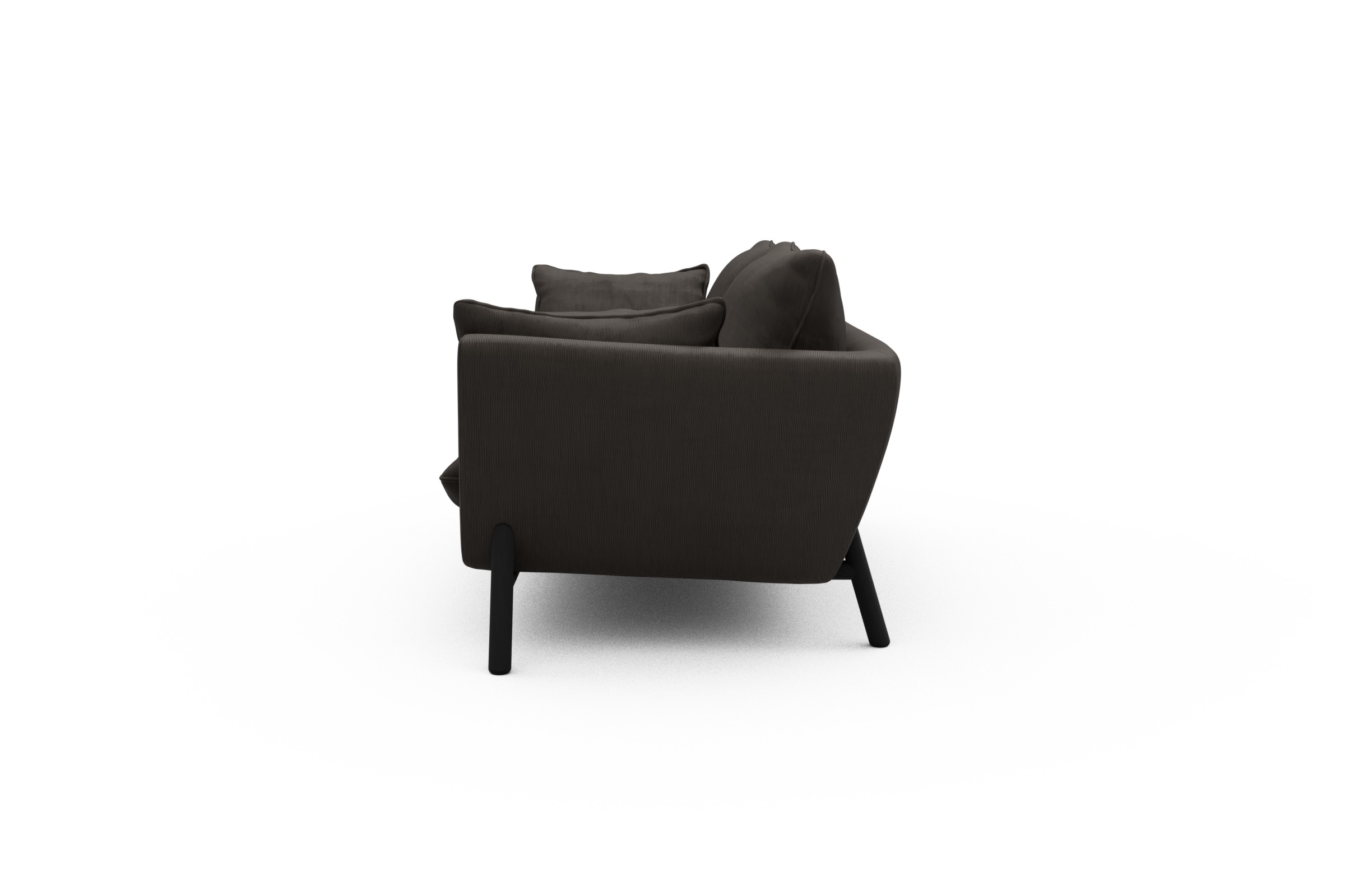 Sofa Emil 2-Sitzer Beinfarbe Eiche Schwarz Cordufine-Taupe