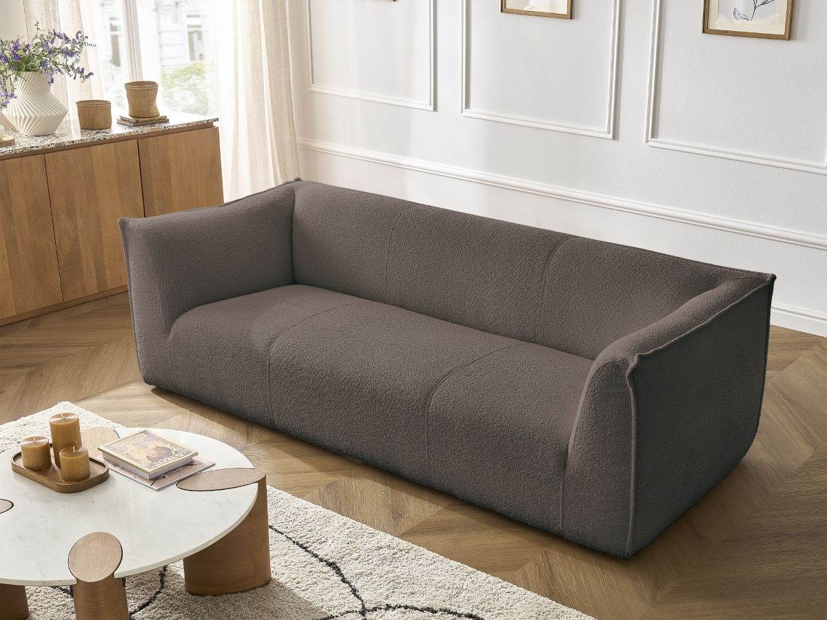 Bobochic Giorgia Sofa 3-Sitzer Bouclé-Stoff Braun