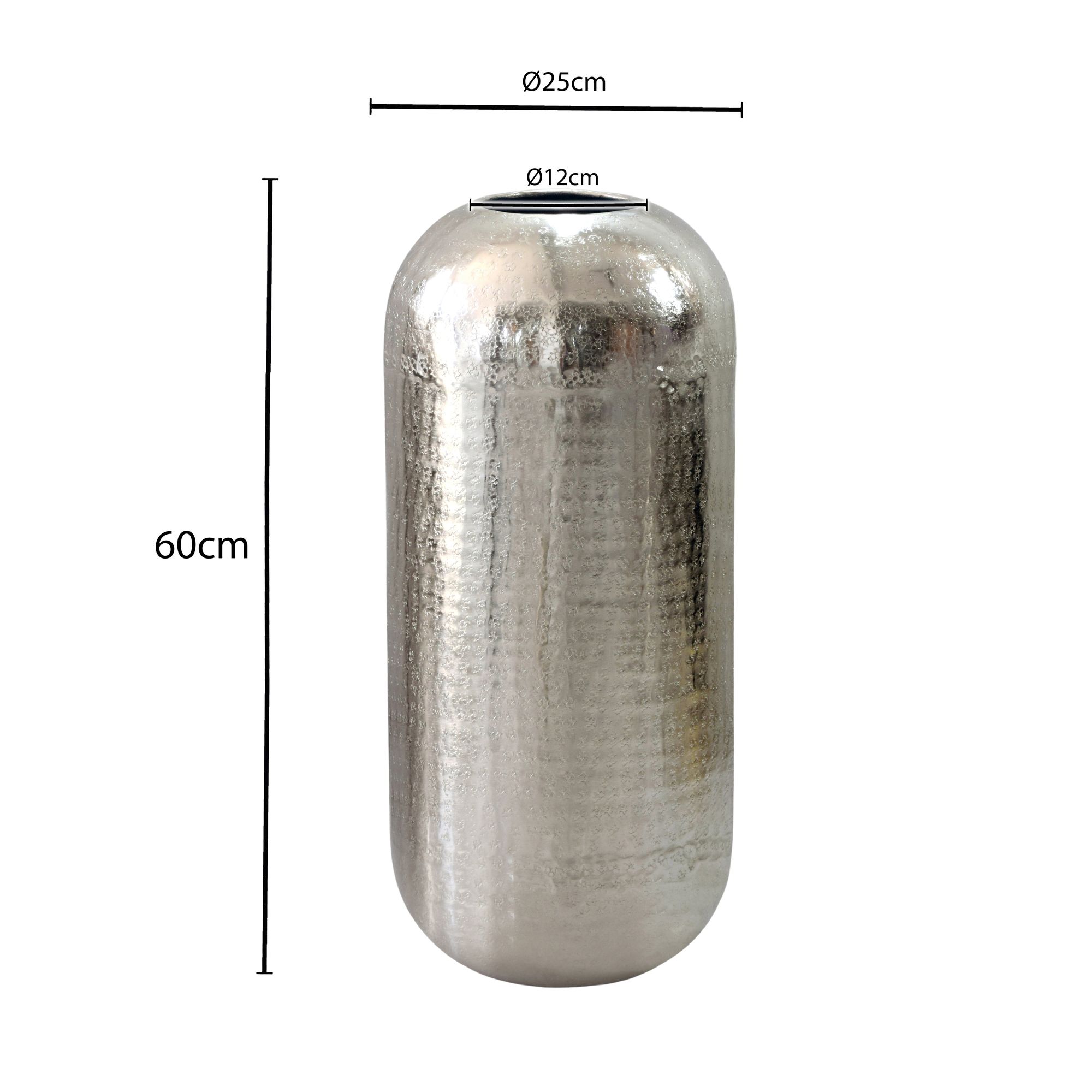 Bodenvase Arendal Aluminium Silber 60 cm