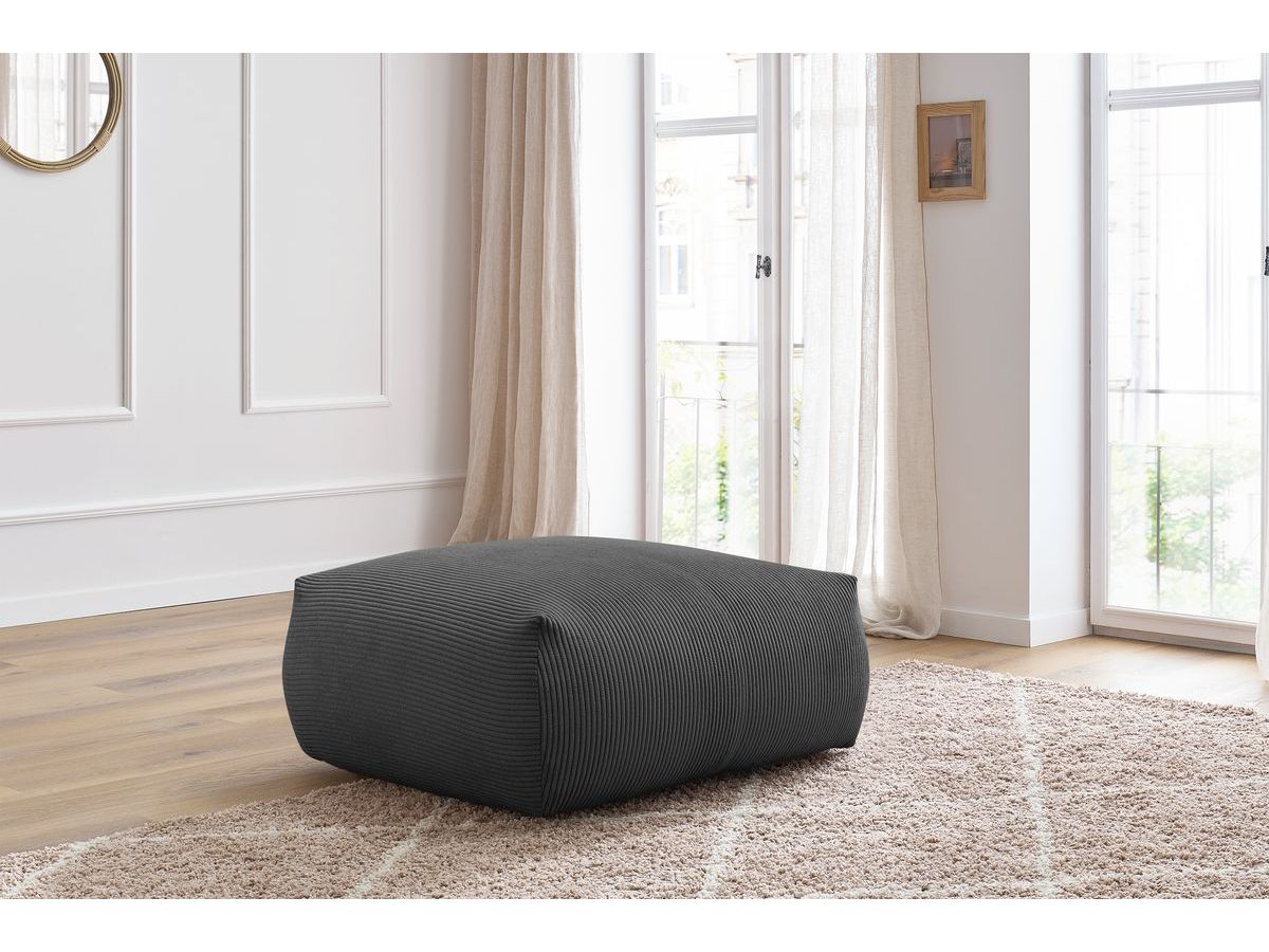 Bobochic Voltaire Pouf 106 × 90 cm Cordsamt Dunkelgrau