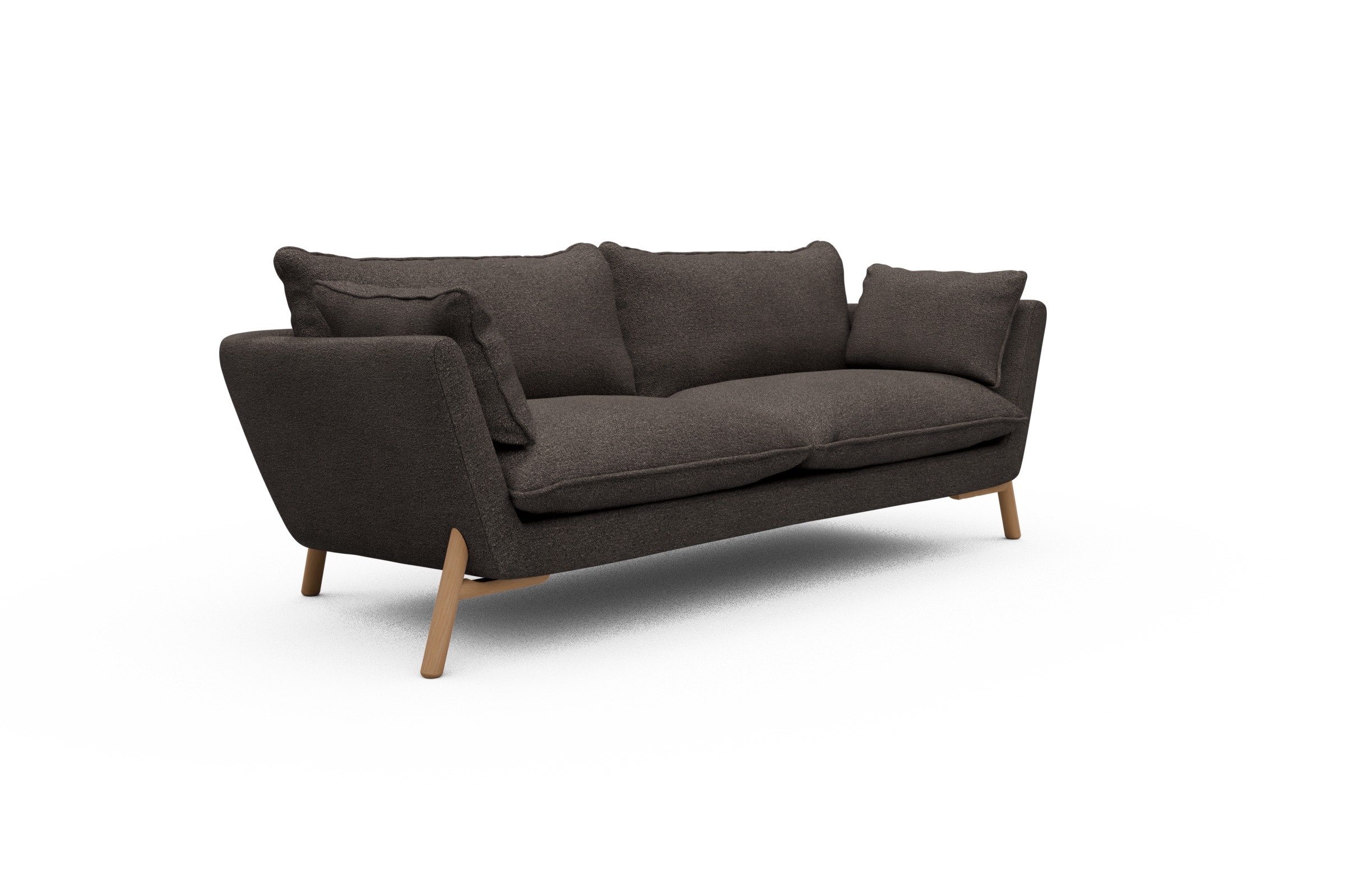 Sofa Emil PREMIUM 3-Sitzer Beinfarbe Eiche Natur Boucle-Taupe