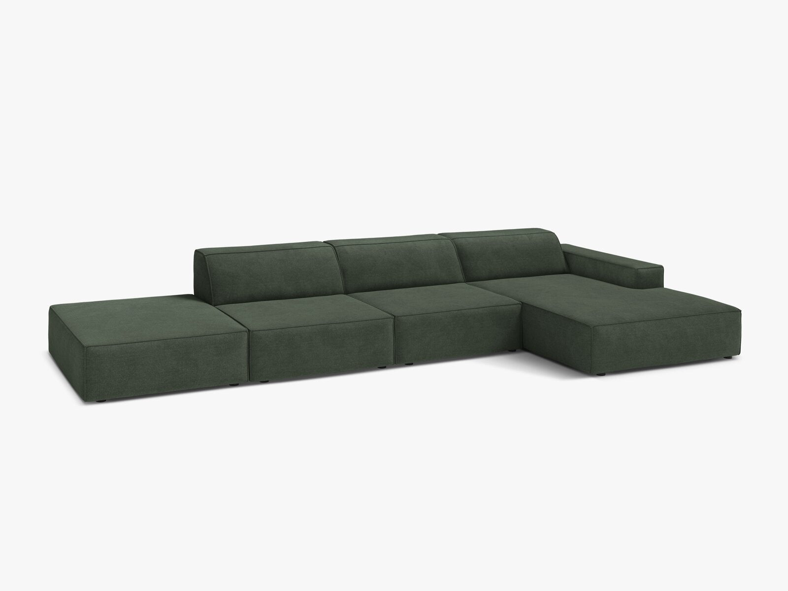 Micadoni Ecksofa Jodie 5-Sitzer Strukturierter Stoff Liberty Moßgrün Rechts