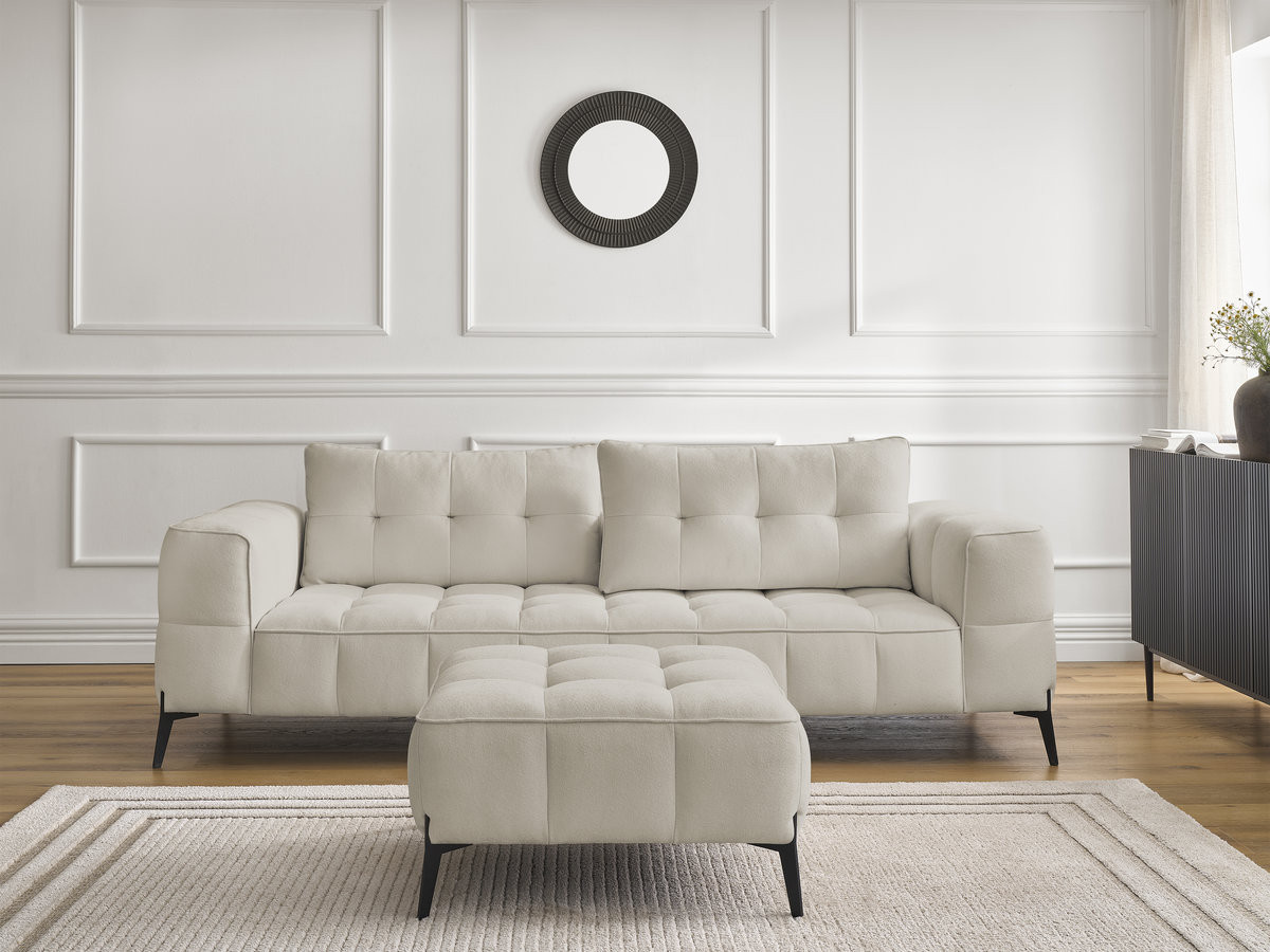 Bobochic Anis Sofa 3-Sitzer mit Pouf Strukturstoff Beige