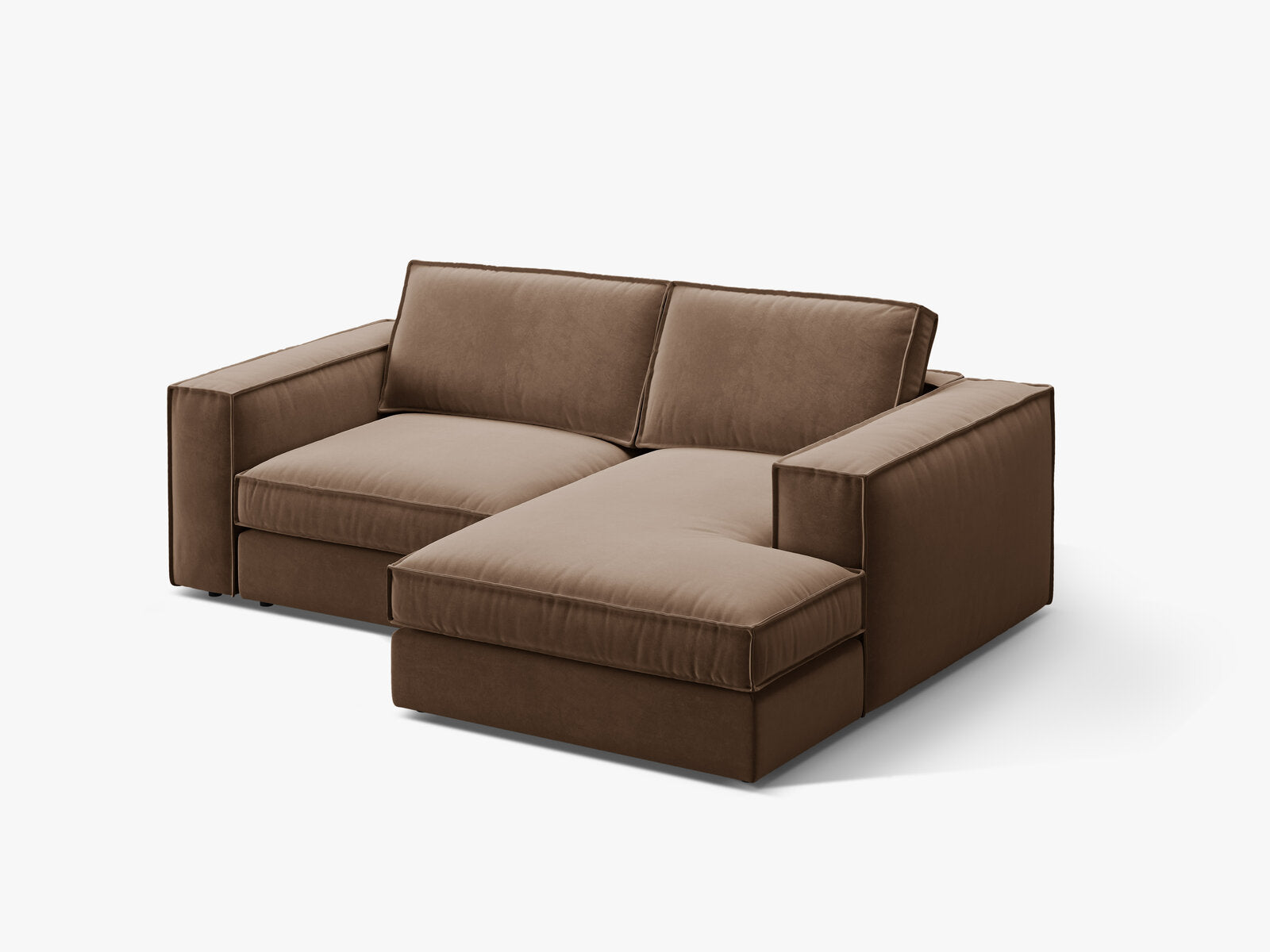 Micadoni modulares Ecksofa Pola 2-Sitzer kleine Version Rechts Samt Salvador Schokolade