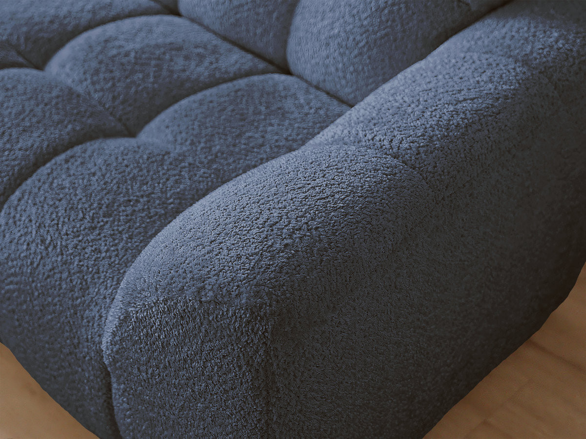 Bobochic Jaya Ecksofa mit Pouf Chenille Dunkelblau Ecke links