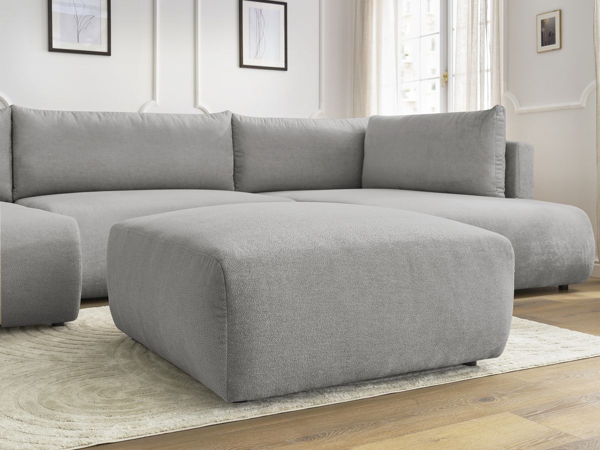 Bobochic Lucien Wohnlandschaft mit Pouf Stoff Hellgrau Ecke links